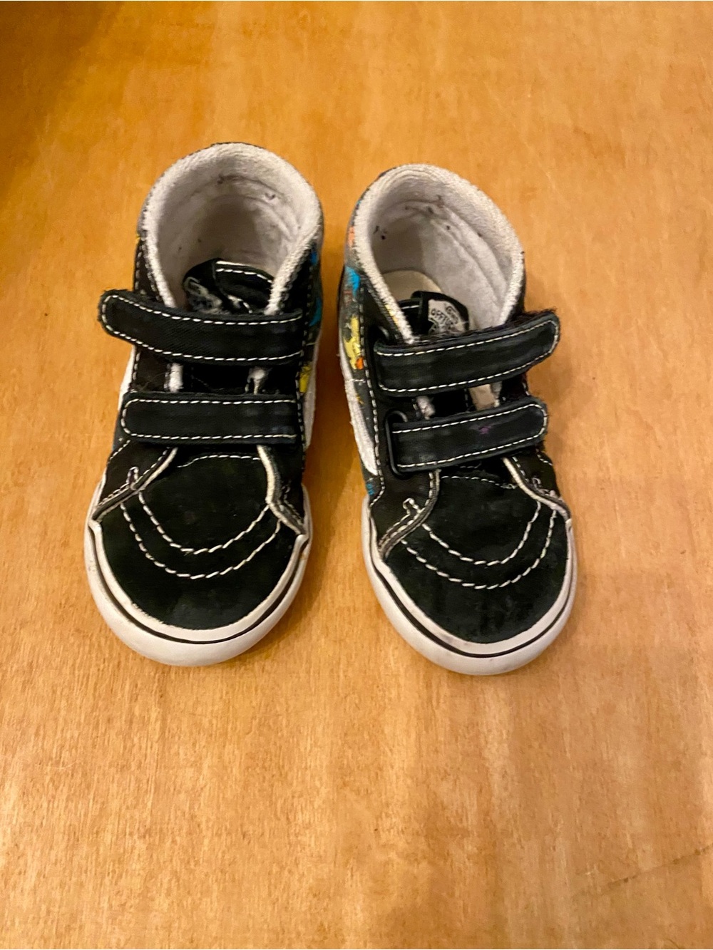 Vans Toddler High-Top Velcro Sneakers with Dino Pattern